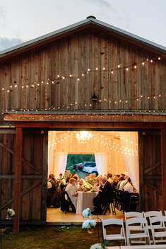 Barn venue with string lights in North Georgia