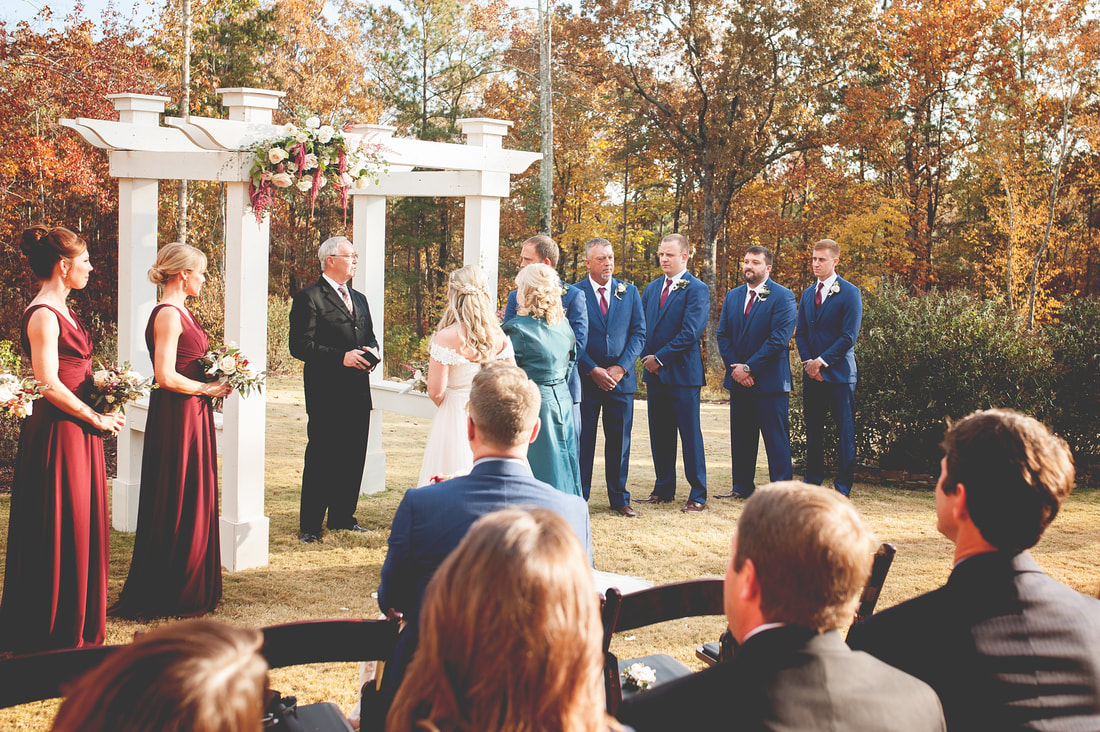 Fall outdoor ceremony at farm wedding venue near Atlanta, GA