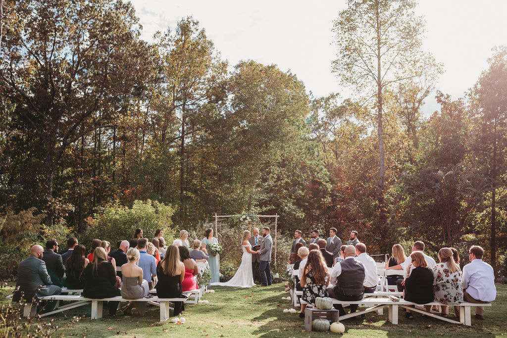 Fall Wedding Ceremony at Indoor outdoor North Georgia venue