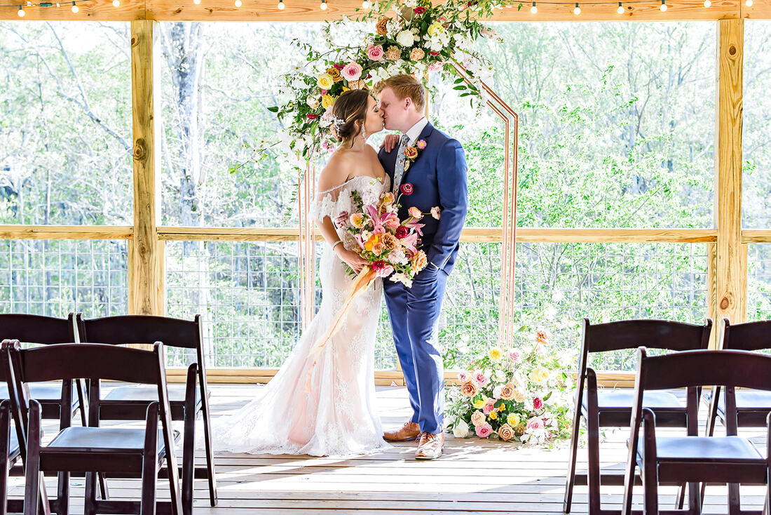 Wedding ceremony on covered porch in North Georgia
