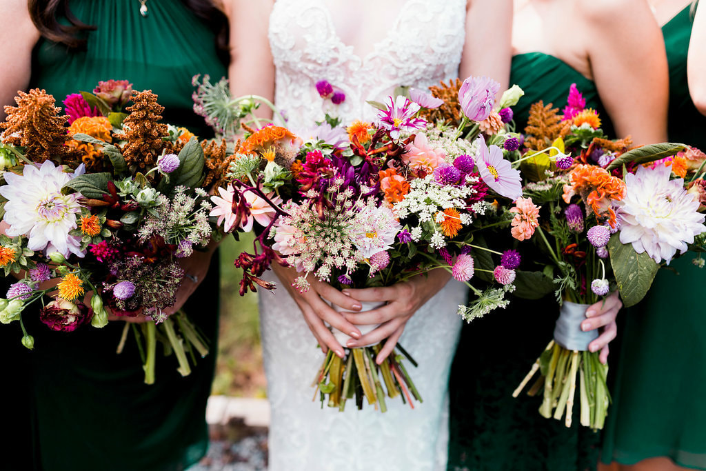 Local flowers for a farm to table wedding in North Georgia