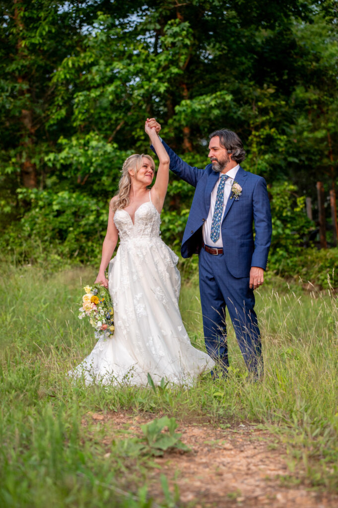 couple enjoying their wedding reception at north georgia outdoor venue